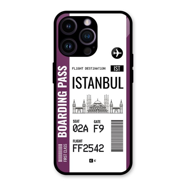 Istanbul Boarding Pass Glass Back Case for iPhone 14 Pro Max