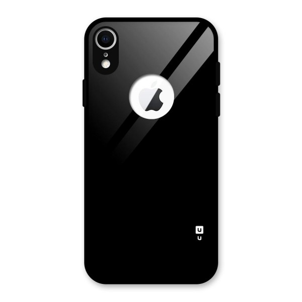 Just Black Glass Back Case for iPhone XR Logo Cut