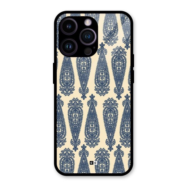 Kalamkari Design Glass Back Case for iPhone 14 Pro Max