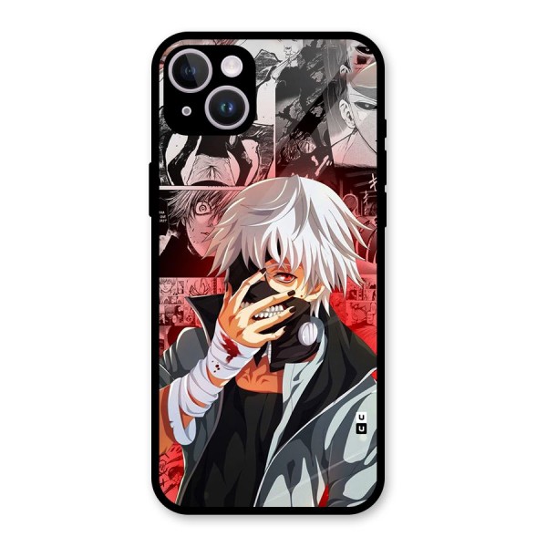Kaneki Ken Manga Style Glass Back Case for iPhone 14 Plus
