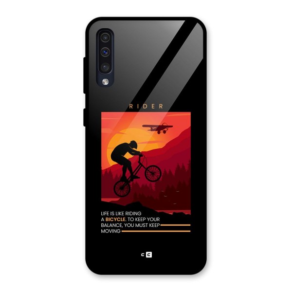 Keep Moving Rider Glass Back Case for Galaxy A50