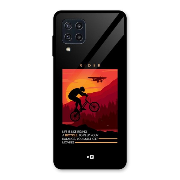Keep Moving Rider Glass Back Case for Galaxy M32
