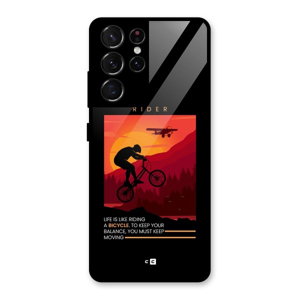 Keep Moving Rider Glass Back Case for Galaxy S21 Ultra 5G