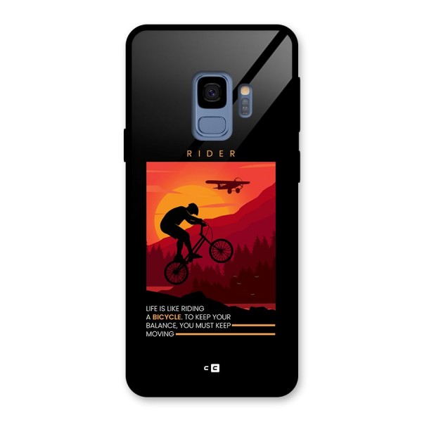 Keep Moving Rider Glass Back Case for Galaxy S9