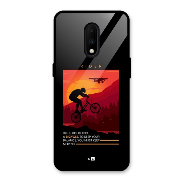 Keep Moving Rider Glass Back Case for OnePlus 7