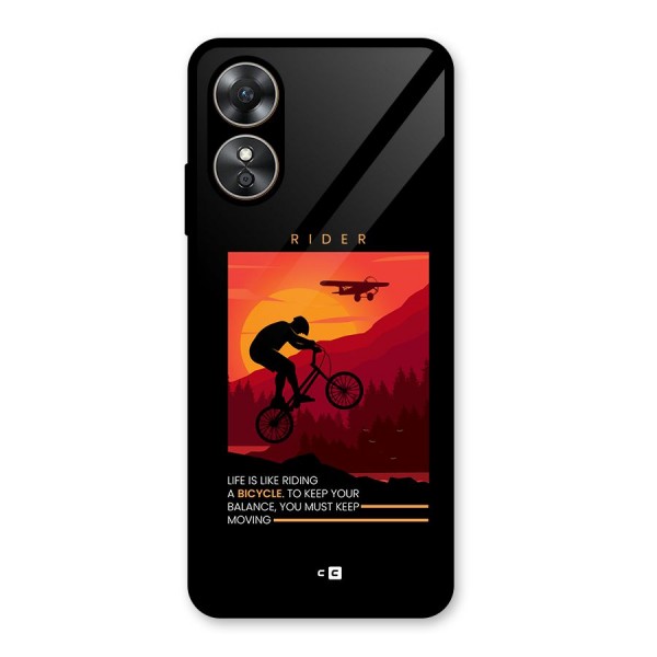 Keep Moving Rider Glass Back Case for Oppo A17