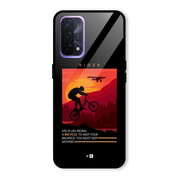 Keep Moving Rider Glass Back Case for Oppo A74 5G