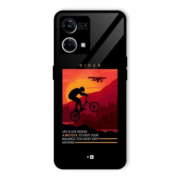 Keep Moving Rider Glass Back Case for Oppo F21 Pro 4G