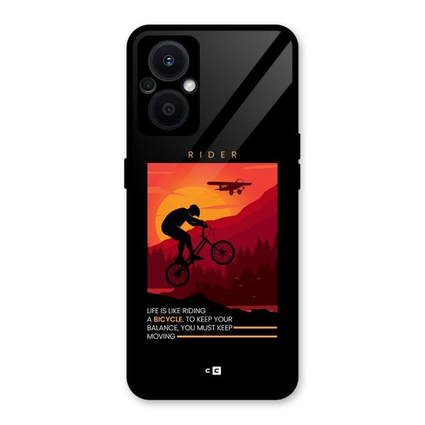 Keep Moving Rider Glass Back Case for Oppo F21s Pro 5G