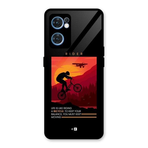 Keep Moving Rider Glass Back Case for Oppo Reno7 5G