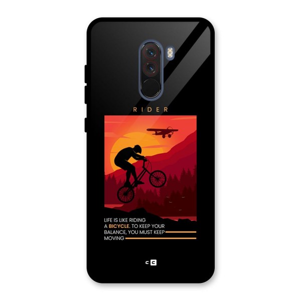 Keep Moving Rider Glass Back Case for Poco F1