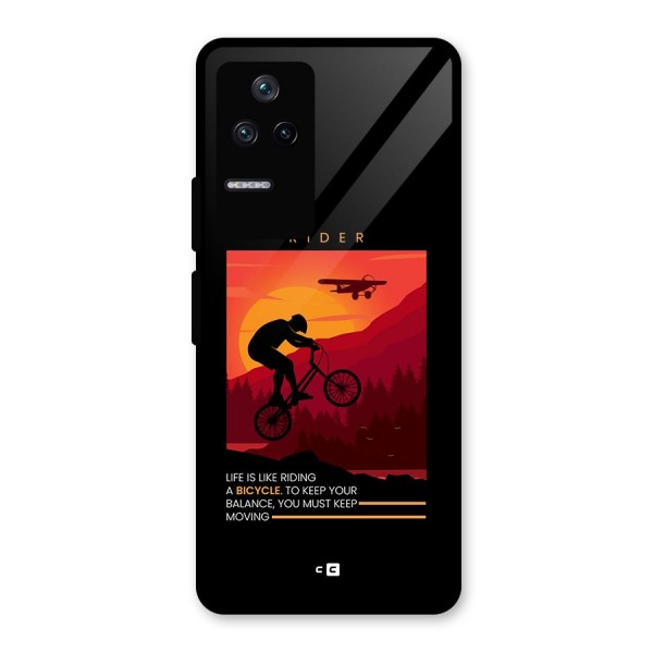 Keep Moving Rider Glass Back Case for Poco F4 5G
