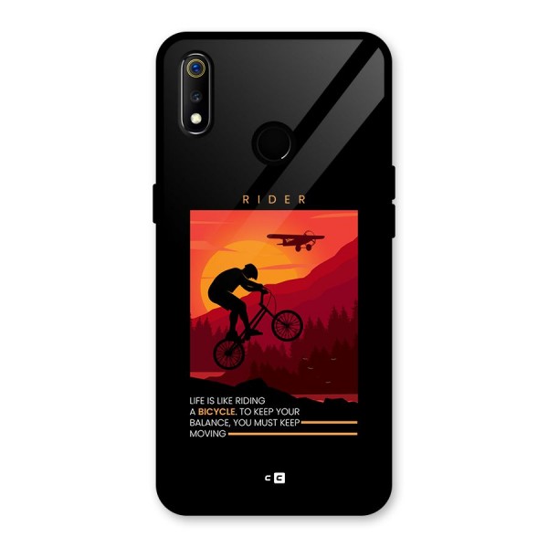 Keep Moving Rider Glass Back Case for Realme 3