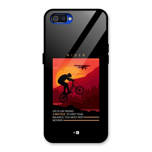 Keep Moving Rider Glass Back Case for Realme C2