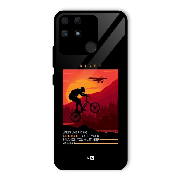 Keep Moving Rider Glass Back Case for Realme Narzo 50A