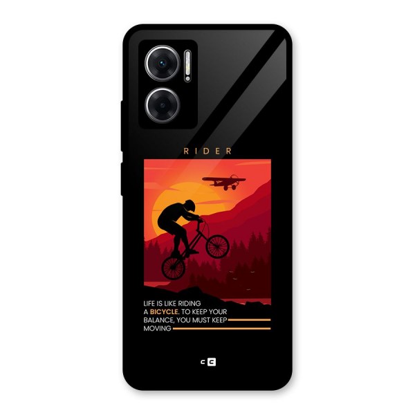 Keep Moving Rider Glass Back Case for Redmi 11 Prime 5G