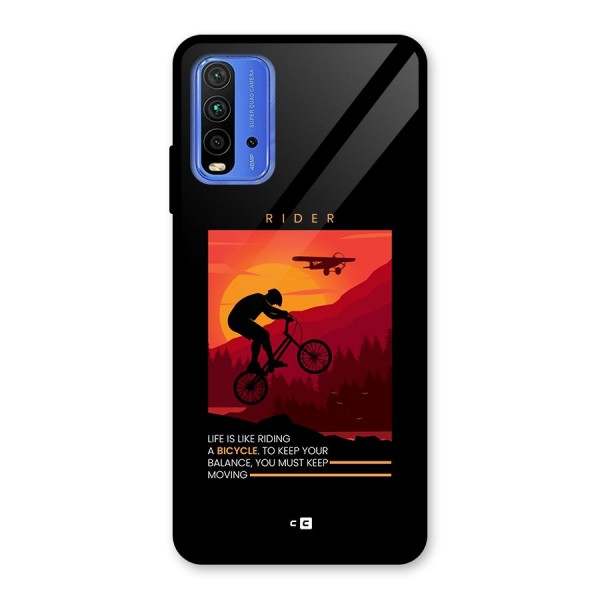 Keep Moving Rider Glass Back Case for Redmi 9 Power