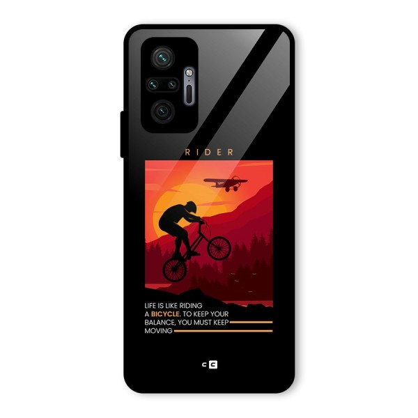 Keep Moving Rider Glass Back Case for Redmi Note 10 Pro Max