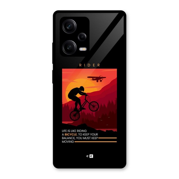 Keep Moving Rider Glass Back Case for Redmi Note 12 Pro