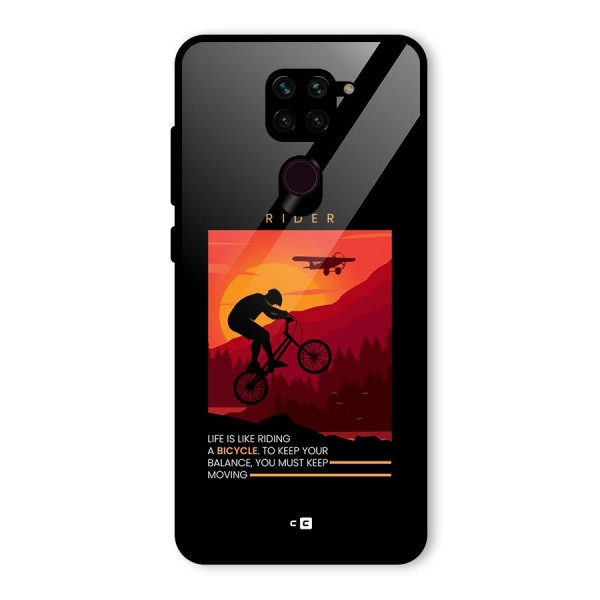 Keep Moving Rider Glass Back Case for Redmi Note 9