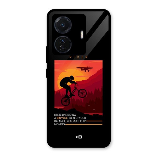 Keep Moving Rider Glass Back Case for Vivo T1 Pro