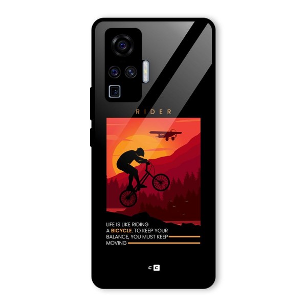 Keep Moving Rider Glass Back Case for Vivo X50 Pro