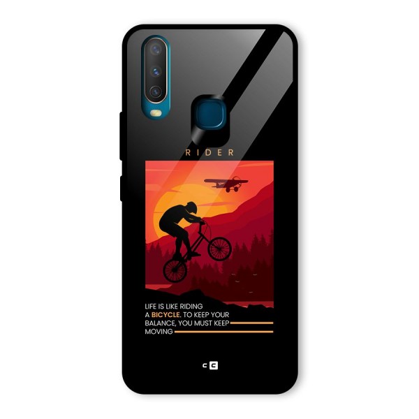 Keep Moving Rider Glass Back Case for Vivo Y12