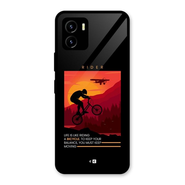 Keep Moving Rider Glass Back Case for Vivo Y15s