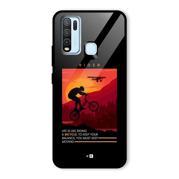 Keep Moving Rider Glass Back Case for Vivo Y30