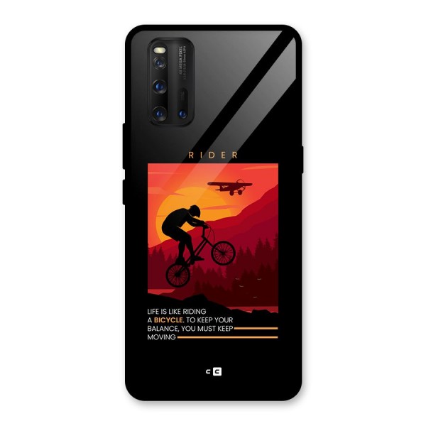 Keep Moving Rider Glass Back Case for Vivo iQOO 3