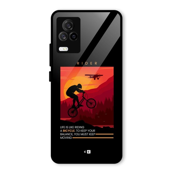 Keep Moving Rider Glass Back Case for Vivo iQOO 7 Legend 5G