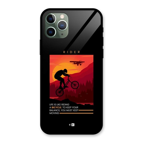 Keep Moving Rider Glass Back Case for iPhone 11 Pro