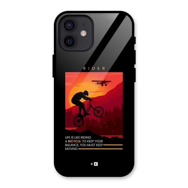 Keep Moving Rider Glass Back Case for iPhone 12