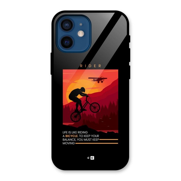 Keep Moving Rider Glass Back Case for iPhone 12 Mini