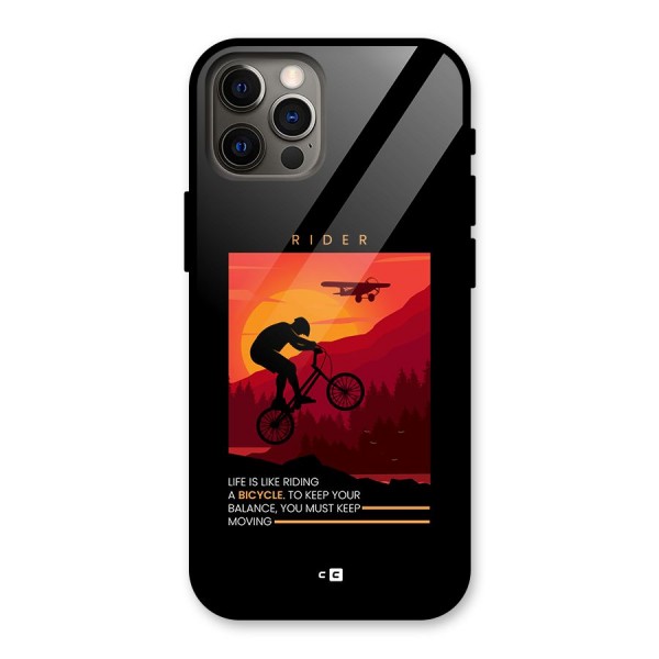 Keep Moving Rider Glass Back Case for iPhone 12 Pro