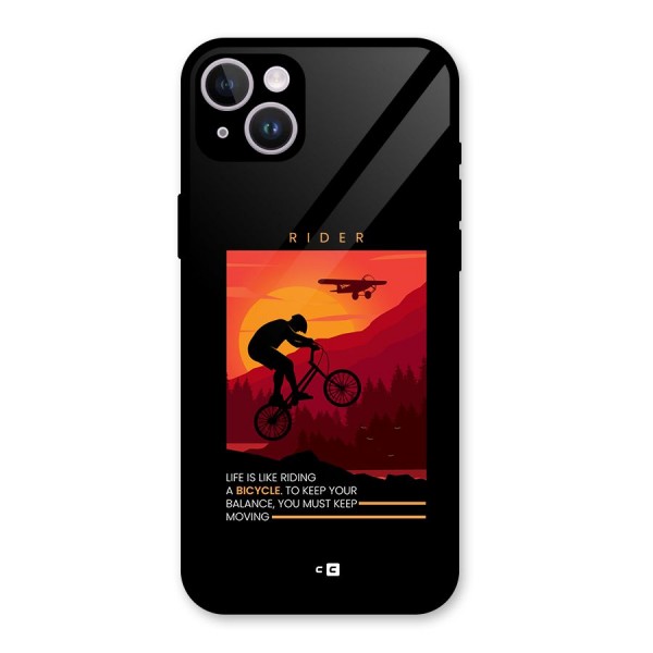 Keep Moving Rider Glass Back Case for iPhone 14 Plus