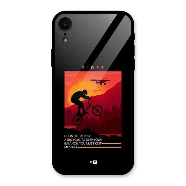 Keep Moving Rider Glass Back Case for iPhone XR