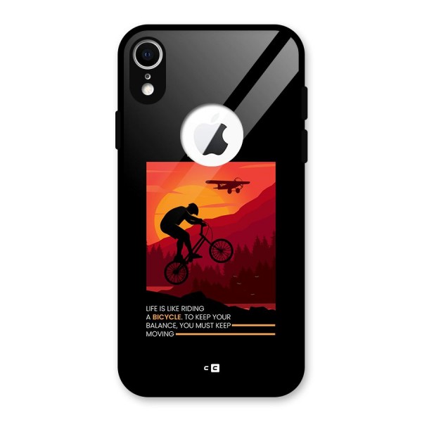 Keep Moving Rider Glass Back Case for iPhone XR Logo Cut