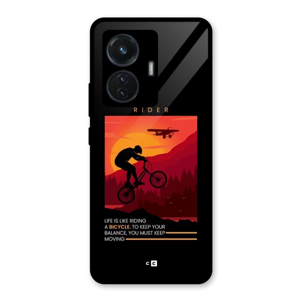 Keep Moving Rider Glass Back Case for iQOO Z6 44W