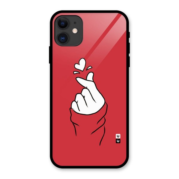 Korean Love Sign Glass Back Case for iPhone 11