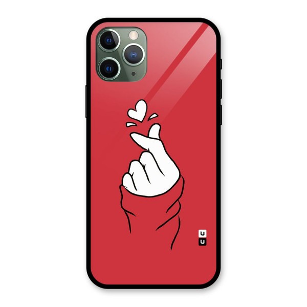 Korean Love Sign Glass Back Case for iPhone 11 Pro