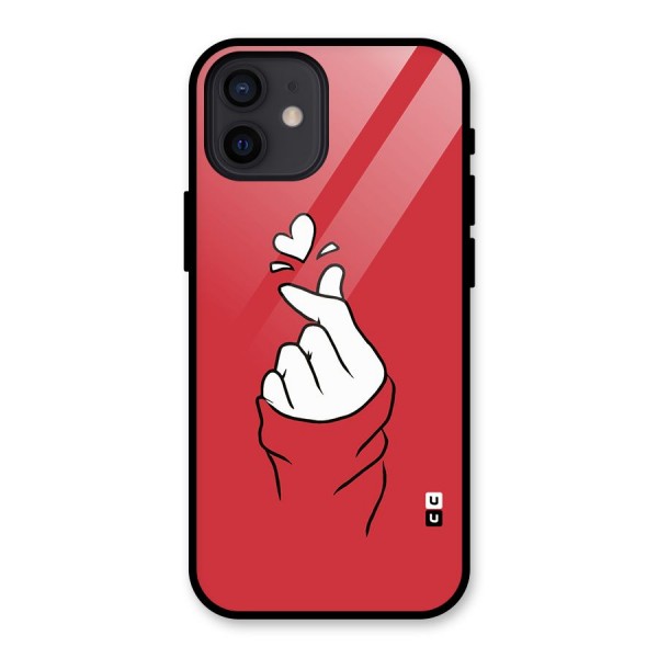 Korean Love Sign Glass Back Case for iPhone 12