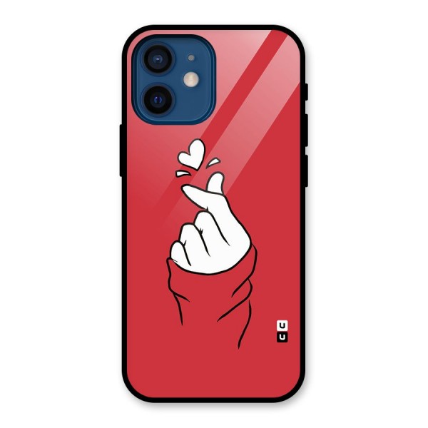 Korean Love Sign Glass Back Case for iPhone 12 Mini