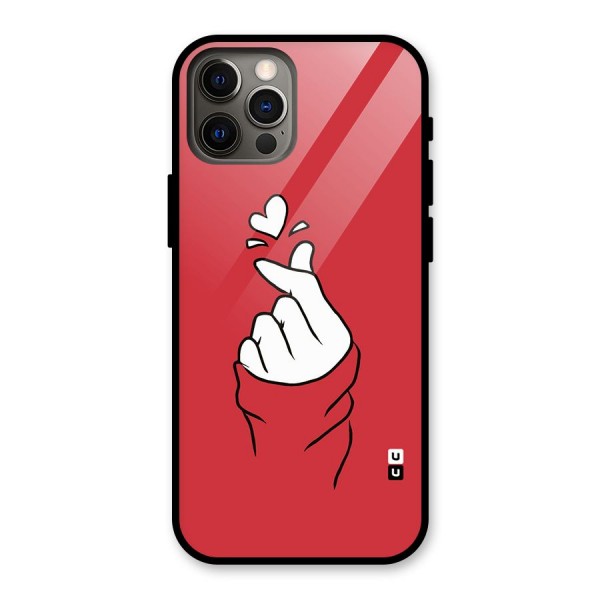 Korean Love Sign Glass Back Case for iPhone 12 Pro