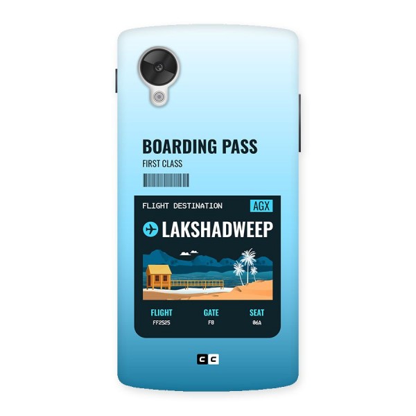 Lakshadweep Boarding Pass Back Case for Google Nexus 5