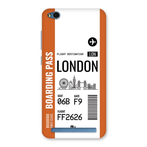 London Boarding Pass Back Case for Redmi 5A