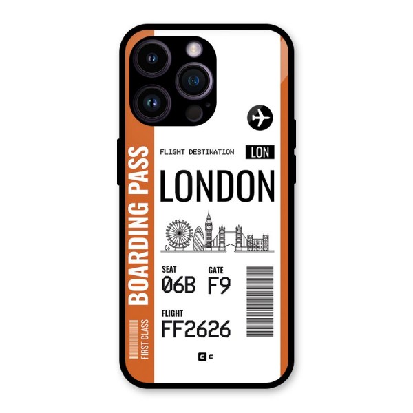 London Boarding Pass Glass Back Case for iPhone 14 Pro Max