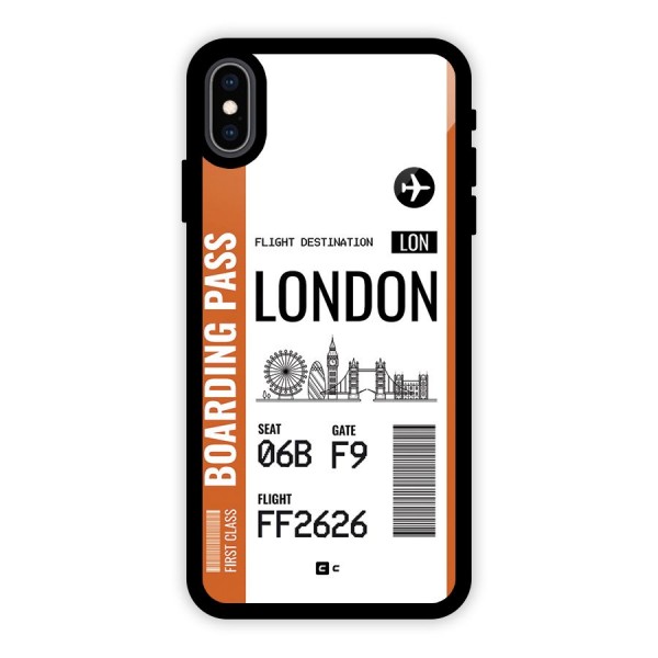 London Boarding Pass Glass Back Case for iPhone XS Max