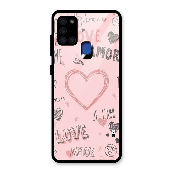 Love Amor Glass Back Case for Galaxy A21s