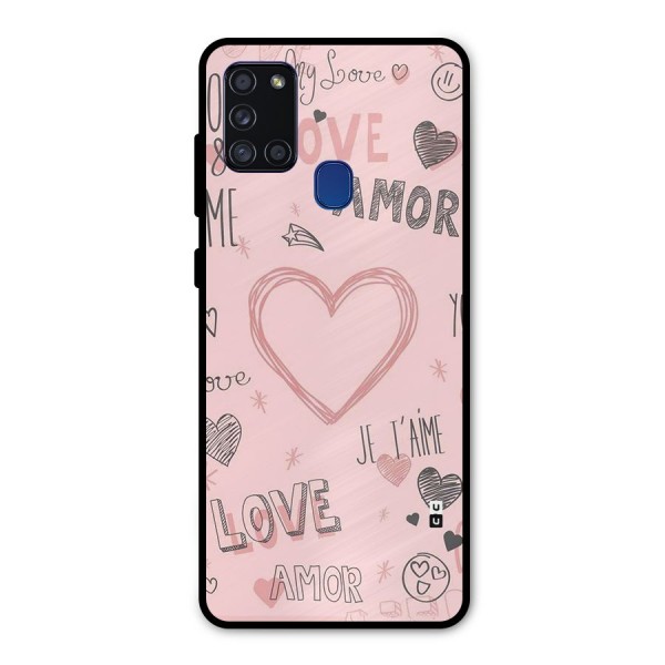 Love Amor Metal Back Case for Galaxy A21s